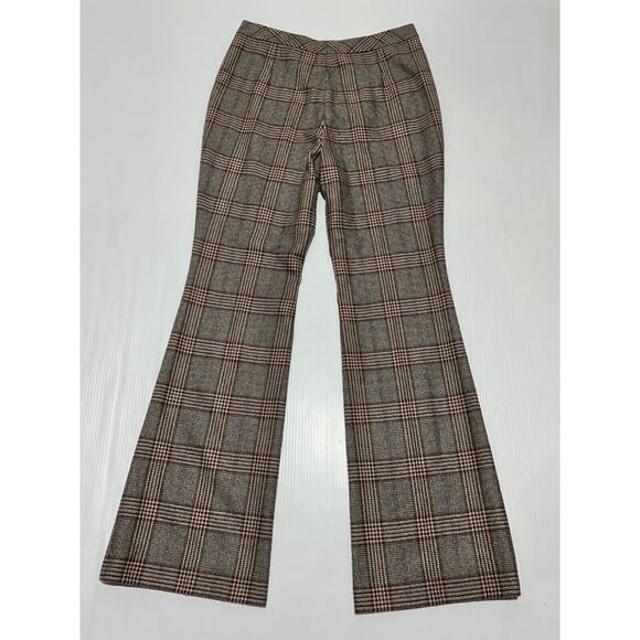 Akris Farida Pants Women's 12 Multicolor Plaid Cashmere Flared Leg NWT $2490 - Picture 3 of 9